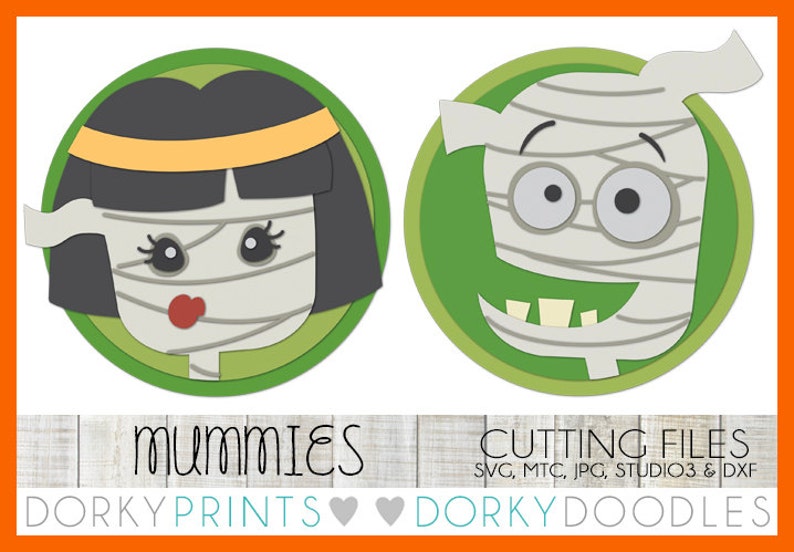 Halloween Cuttable Files For Use with Cutting Machines svg, mtc, jpg, studio 3, and dxf files Mummy Boy and Girl SVG image 1