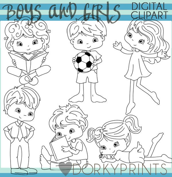 Boys And Girls Clipart Set Personal And Limited Commercial Etsy