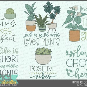 Enorme bundel kamerplant spreuken Clipart - 36 schattige plantliefhebbers PNG-bestanden perfect voor sublimatie