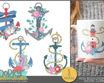 Anchor Clipart - Pretty Nautical Designs for Sublimation, Cookies, and Stickers