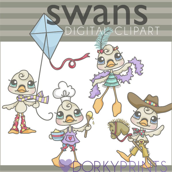 Swan Clipart Set -Personal and Limited Commercial Use- bird clipart, inspired by Littlest Pet Shop, swan clip art