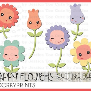 Pliki do cięcia Happy Flowers SVG - do użytku z maszynami tnącymi - pliki svg, mtc, pdf, gsd i wpc, Flowers SVG