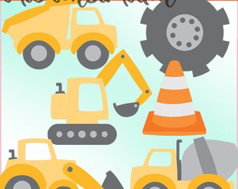 Construction Vehicles Clipart -Personal and Limited Commercial- Dump Truck, Cement Mixer, Construction Site Clip Art