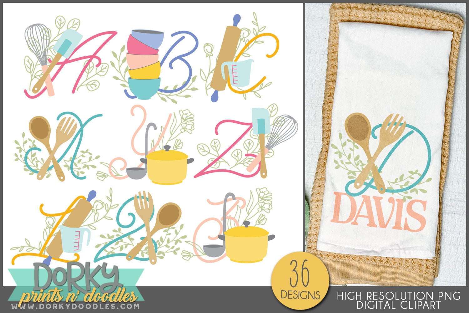Alphablet Kitchen Kitchen Alphabet Clipart - Pretty Cooking and Baking Letter Designs for ...