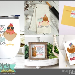Cute Chicken Clipart -Personal and Limited Commercial Use- Crazy Hen Designs for Sublimation, Cookies, and Stickers image 2