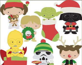 Star Heroes Christmas Clipart Set -Personal and Limited Commercial- Trooper, Princess, Wars