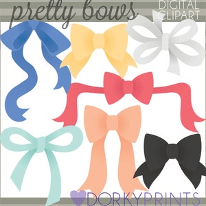 Bows Clipart  -Personal and Limited Commercial Use- black, white, pink, peach, yellow, bow clip art