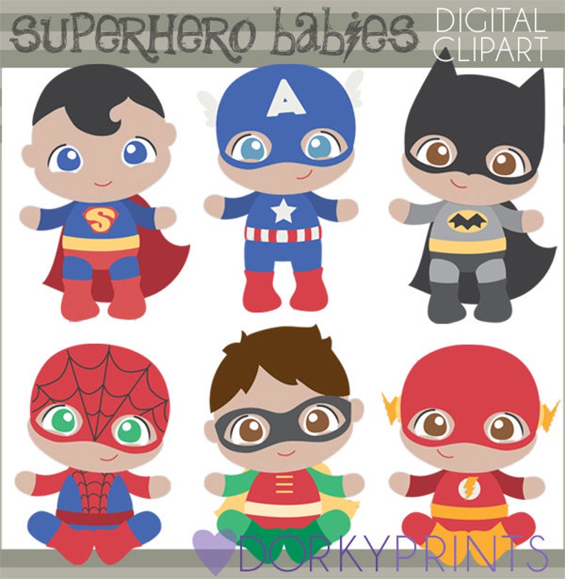Superhero Baby Clipart Personal and Limited Commercial Use Super Heroes Babies Clip art image 1