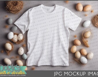 Spring & Easter Tshirt Mockup for Crafters - White Adult Shirt for Creating Mockup Images