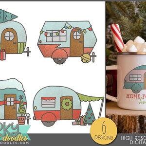 Campeurs de Noël PNG Clipart - Art de camping de vacances fantaisiste et amusant, utilisation pour la sublimation, les autocollants, les conceptions de biscuits et les fêtes