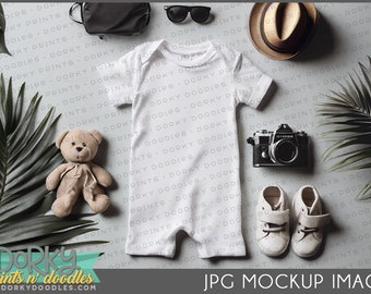 Baby Clothing Mockup for Crafters - White Baby Romper for Creating Mockup Images