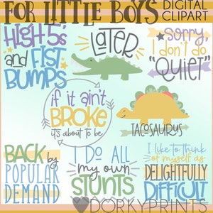 Cute Boy Titles Clipart -Personal and Limited Commercial Use- Little Boys Clipart, Boy-ish Sayings Clip art