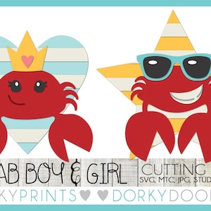 Cute Crab SVG Files, Cuttable - svg, mtc, jpg, studio 3, and dxf files