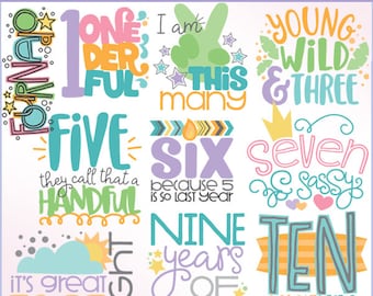 Birthday Clipart Birthday Numbers Word Art -Personal and Limited Commercial Use- Word art Clip art