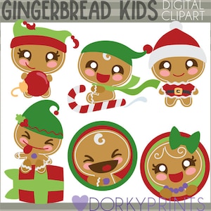 Christmas Clipart Gingerbread Kids -Personal and Limited Commercial Use- Kawaii Christmas Gingerbread Clip Art