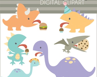 Dinosaur Clipart -Personal and Limited Commercial Use- Dino with Food Clip art