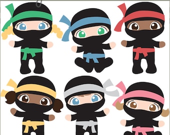 Ninja Babies Clipart -Personal and Limited Commercial- Cute Baby Ninjas Clip art