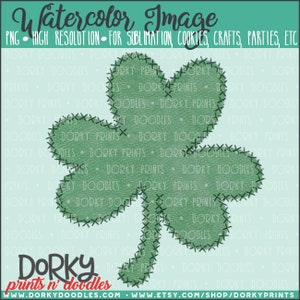 Shamrock Stitches Watercolor PNG Artwork - Digital File - for heat press, planners, cookies, sublimation, and crafts