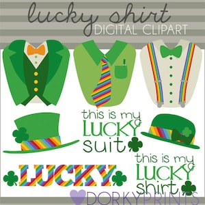 St Patrick's Day Clipart Set -Personal and Commercial Use- Green Suit Clip art - Lucky Shirt
