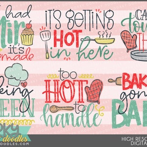 Clipart de cozinha fofo - uso comercial pessoal e limitado - designs de Wordart para sublimação, biscoitos e adesivos