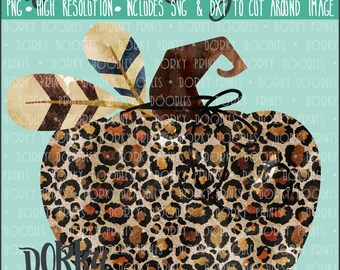 Leopard Print Pumpkin Watercolor PNG Artwork - Digital File - for heat press, planners, cookies, and crafts