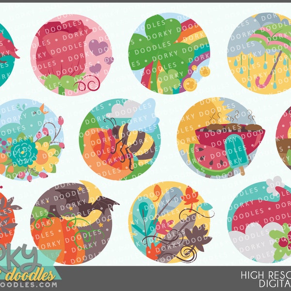 Monthly Circles Clipart -Personal and Limited Commercial Use- Monthly Planner Clip Art