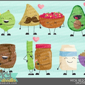 Food Pairs Clip Art -Personal and Limited Commercial Use- Cute Love or Buddies Clipart