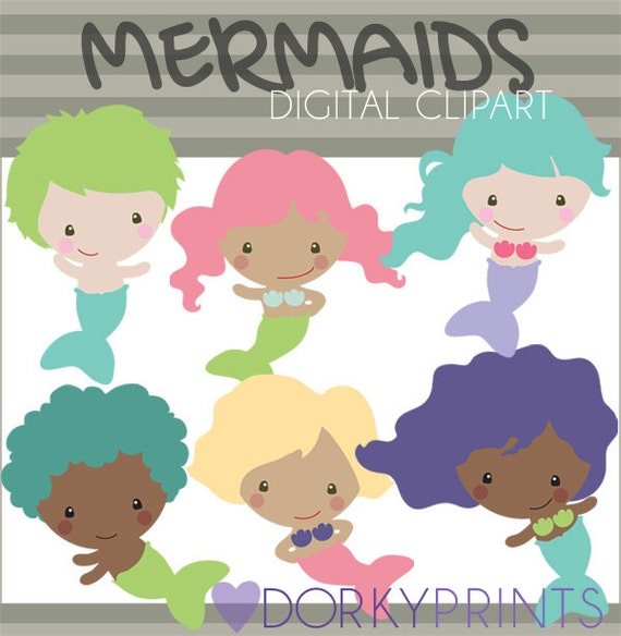 Mermaid Clipart Set personal and Limited Commercial Use Cute | Etsy