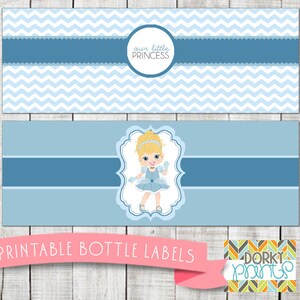 Cinderella Birthday Party Printable Bottle Labels PDF - Printable Party Supplies - Princess Party DIY