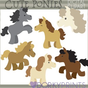 Ponys Clipart Set - persönliche und begrenzte kommerzielle Nutzung - süße Pferd Clipart