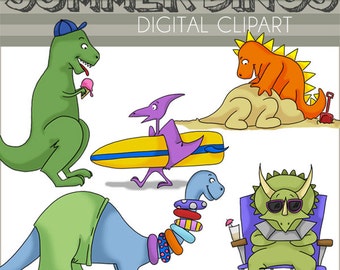 Dinosaurs Clipart Summer Dinosaurs -Personal and Limited Commercial Use- Dino Clipart