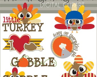 Thanksgiving Clipart -Personal and Limited Commercial Use-  Turkey clipart