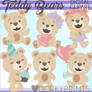 Teddy Bear Clipart Set -Personal and Limited Commercial Use- Cute Bear Clip Art