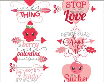 Valentine Clipart Girl Sayings  -Personal and Limited Commercial Use- Cute Valentine Clipart Titles