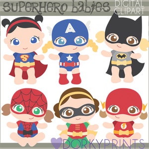 Clipart de bebê super-herói - Uso comercial pessoal e limitado - Clip-art de bebês super-heróis