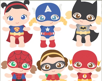 Superhero Baby Clipart -Personal and Limited Commercial Use- Super Heroes Babies Clip art