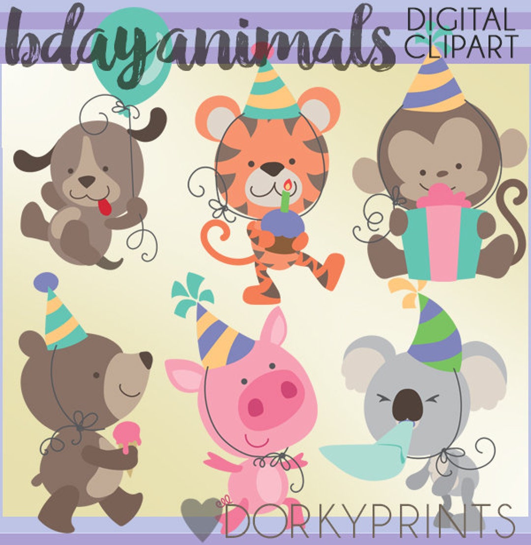 Birthday Clipart Animals Personal And Limited Commercial Use Cute Birthday Clipart Animals Personal And Limited Commercial Use Cute