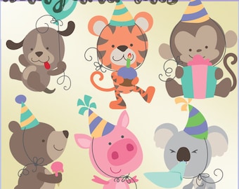Birthday Clipart Animals -Personal and Limited Commercial Use- cute clip art for birthday DIY