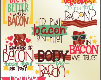 Funny Bacon Clipart -Personal and Limited Commercial Use- Bacon Titles and Words Clip art