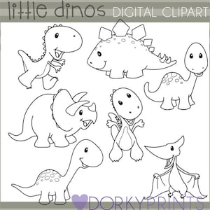 Dinosaur Clipart -Personal and Limited Commercial Use- Dino Black Line Clip art