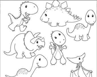 Dinosaur Clipart -Personal and Limited Commercial Use- Dino Black Line Clip art