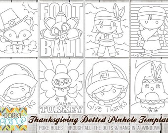 Thanksgiving Dotted Pinhole Templates - poke a hole in all the dots to create your own pinhole picture!