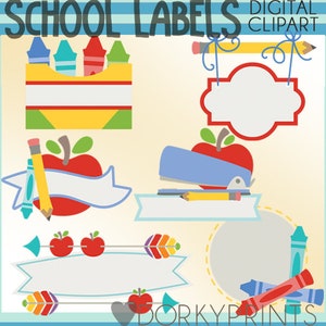 School etiketten clipart-persoonlijk en beperkt commercieel gebruik-Label clip art