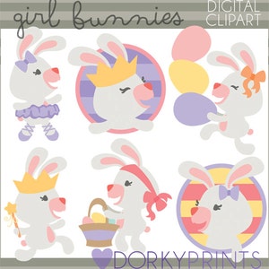 Easter Clipart Girl Bunnies -Personal and Limited Commercial Use- Girls Easter Clipart, Easter Bunny Clipart