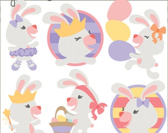 Easter Clipart Girl Bunnies -Personal and Limited Commercial Use- Girls Easter Clipart, Easter Bunny Clipart