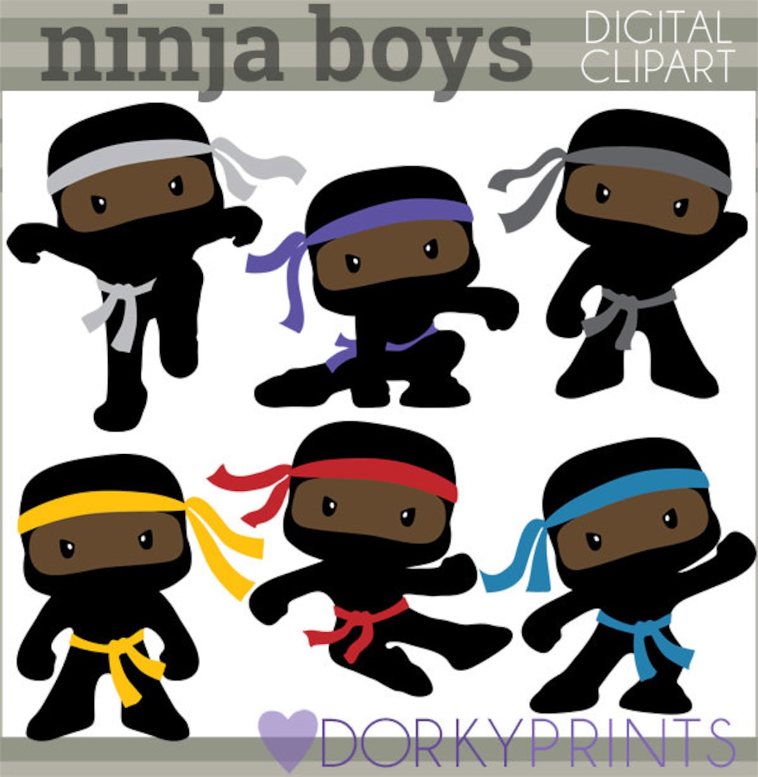 Ninja Clipart personal and Limited Commercial Cute Boy - Etsy
