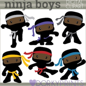 Ninja Clipart -Personal and Limited Commercial- Cute Boy Ninjas with No Weapons Clip art