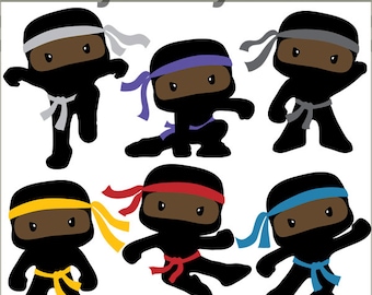 Ninja Clipart -Personal and Limited Commercial- Cute Boy Ninjas with No Weapons Clip art