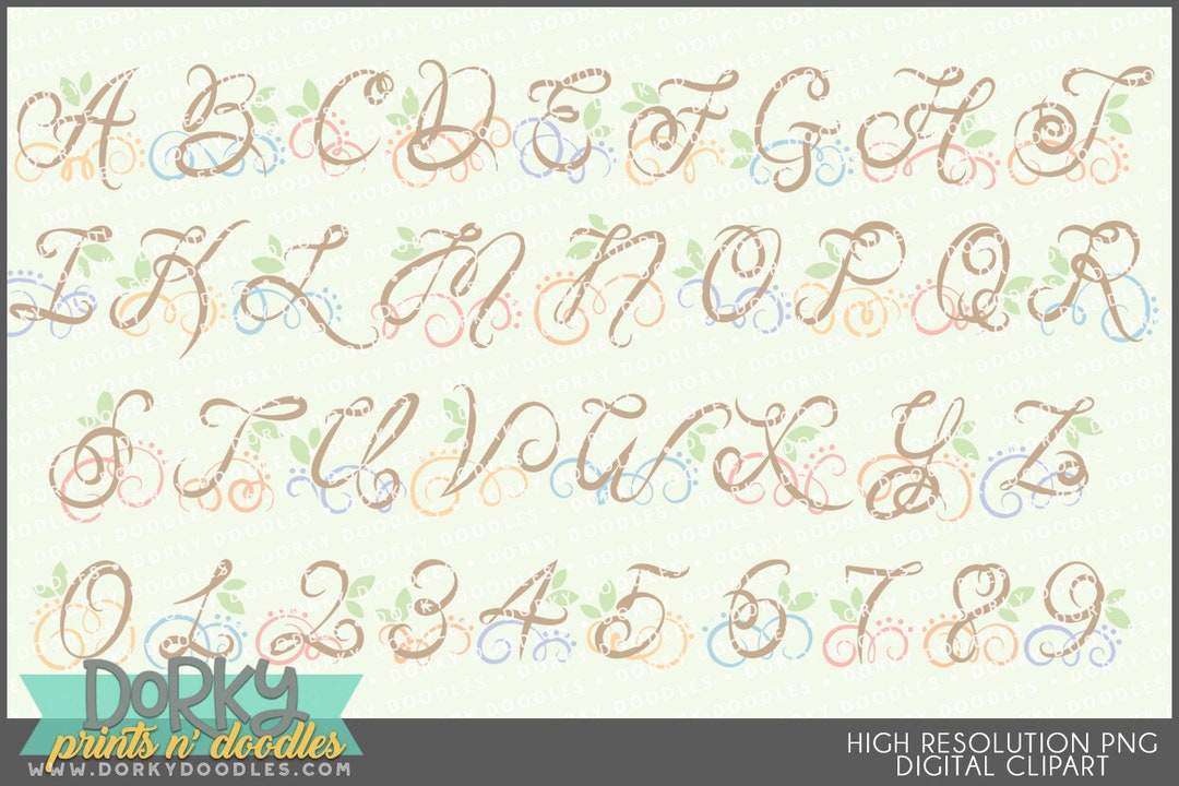 Script and Swirls Alphabet Clipart -personal and Limited Commercial Use ...