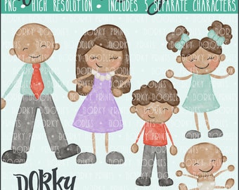 Watercolor Family Characters PNG Artwork - Digital File - for heat press, planners, cookies, and crafts